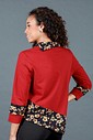 Blusa Feminina Manga Longa Bordô Com Detalhes Florais