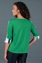 Blusa Feminina Manga 3/4 Verde Bandeira Com Estampa Gola e Punhos Blusa Feminina Manga 3/4 Verde Bandeira Com Estampa Gola e Punhos