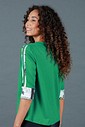 Blusa Feminina Manga 3/4 Verde Bandeira Com Estampa Gola e Punhos Blusa Feminina Manga 3/4 Verde Bandeira Com Estampa Gola e Punhos