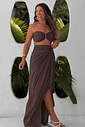 Conjunto saída 1001 formas longa & top marrom Conjunto saída 1001 formas longa & top marrom