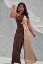 Conjunto calça e macacão duo marrom e nude Conjunto calça e macacão duo marrom e nude