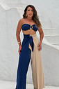 Conjunto calça e macacão duo azul e nude Conjunto calça e macacão duo azul e nude