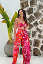Conjunto calça macacão e top flora laranja Conjunto calça macacão e top flora laranja