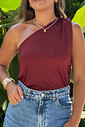 Blusa Ombro Único bordô