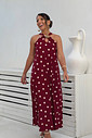 Vestido midí poá bordô Vestido midí poá bordô