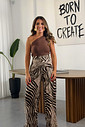 Calça lenço zebrado marrom e bege Calça lenço zebrado marrom e bege