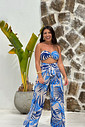 Conjunto calça macacão e top folhas do mar Conjunto calça macacão e top folhas do mar