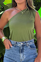 Blusa Ombro Único verde oliva