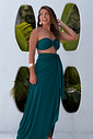 Conjunto saída 1001 formas longa & top verde petróleo Conjunto saída 1001 formas longa & top verde petróleo
