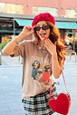 MAXI TEE _  FASHION SQUAD  _   MARROM