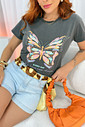 T-SHIRT BORBOLETA EVERY DAY PLUS SIZE -  PRETO STONE