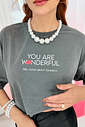 CROPPED OVERSIZED  _ YOU ARE WONDERFUL  _   PRETO STONE CROPPED OVERSIZED  _ YOU ARE WONDERFUL  _   PRETO STONE