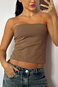 Top Tomara que Caia Brisa Cappuccino VIBE BIKINIS op Brisa Cappuccino VIBE BIKINIS estilo tomara que caia na cor marrom claro (cappuccino)