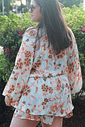 Macaquinho vestido com manga longa em chiffon pastel