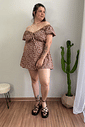 Macaquinho dress marrom estampa floral