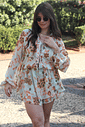 Macaquinho vestido com manga longa em chiffon pastel