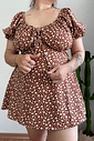 Macaquinho dress marrom estampa floral