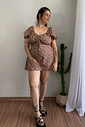 Macaquinho dress marrom estampa floral