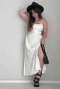 Vestido Midi com fenda Off White Vestido Midi com fenda Off White