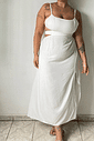 Vestido Midi com fenda Off White Vestido Midi com fenda Off White