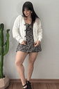 Casaco curto em tricô off white