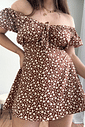 Macaquinho dress marrom estampa floral