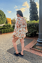 Macaquinho vestido com manga longa em chiffon pastel