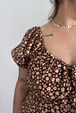 Macaquinho dress marrom estampa floral