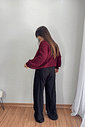 Cardigan curto em tricô bordô