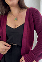 Cardigan curto em tricô bordô