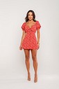 Macaquinho dress vermelho estampa floral