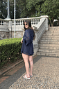Macaquinho vestido com manga longa em chiffon azul Macaquinho vestido com manga longa em chiffon azul