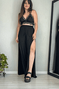 Pantalona com fenda Preta Pantalona com fenda Preta