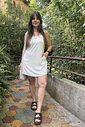 Macaquinho vestido off white