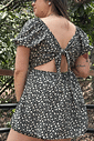 Macaquinho dress estampa preto floral Macaquinho dress estampa preto floral