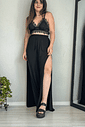 Pantalona com fenda Preta Pantalona com fenda Preta
