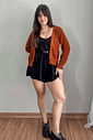 Cardigan curto em tricô caramelo Cardigan curto em tricô caramelo