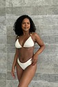 Conjunto Angélica  Borboleta Fio Duplo Off White com Marrom