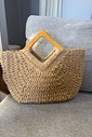 Bolsa Palha Natural alça Madeira