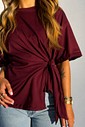 T-shirt Feminina Paloma Detalhe Transpassada Cor Marsala