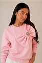 Moletom Adriana de Laço no ombro com bordado na cor Rosa Claro