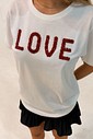 T-shirt Feminina Beatriz Aplique de pedraria cor off white