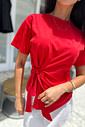T-shirt Feminina Paloma Detalhe Frontal Transpassado Vermelha T-shirt Feminina Paloma Detalhe Frontal Transpassado Vermelha
