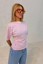 Blusa Amanda detalhe trapeado cor rosa claro Blusa Amanda detalhe trapeado cor rosa claro