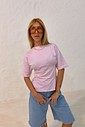 Blusa Amanda detalhe trapeado cor rosa claro Blusa Amanda detalhe trapeado cor rosa claro