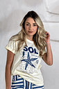 T-shirt Feminina Mar bordada