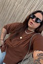 T-shirt Feminina Paloma Plus Size Detalhe Transpassada Cor Marrom T-shirt Feminina Paloma Plus Size Detalhe Transpassada Cor Marrom
