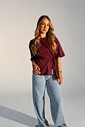T-shirt Feminina Paloma Detalhe Transpassada Cor Marsala