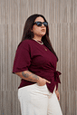 T-shirt Feminina Paloma Plus Size Detalhe Transpassada Cor Marsala