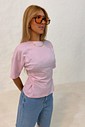 Blusa Amanda detalhe trapeado cor rosa claro Blusa Amanda detalhe trapeado cor rosa claro